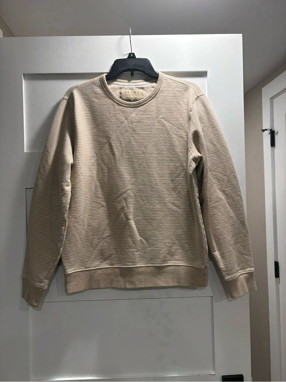 Jachs Beige Striped Crewneck Sweater - Men's Neutral Pullover